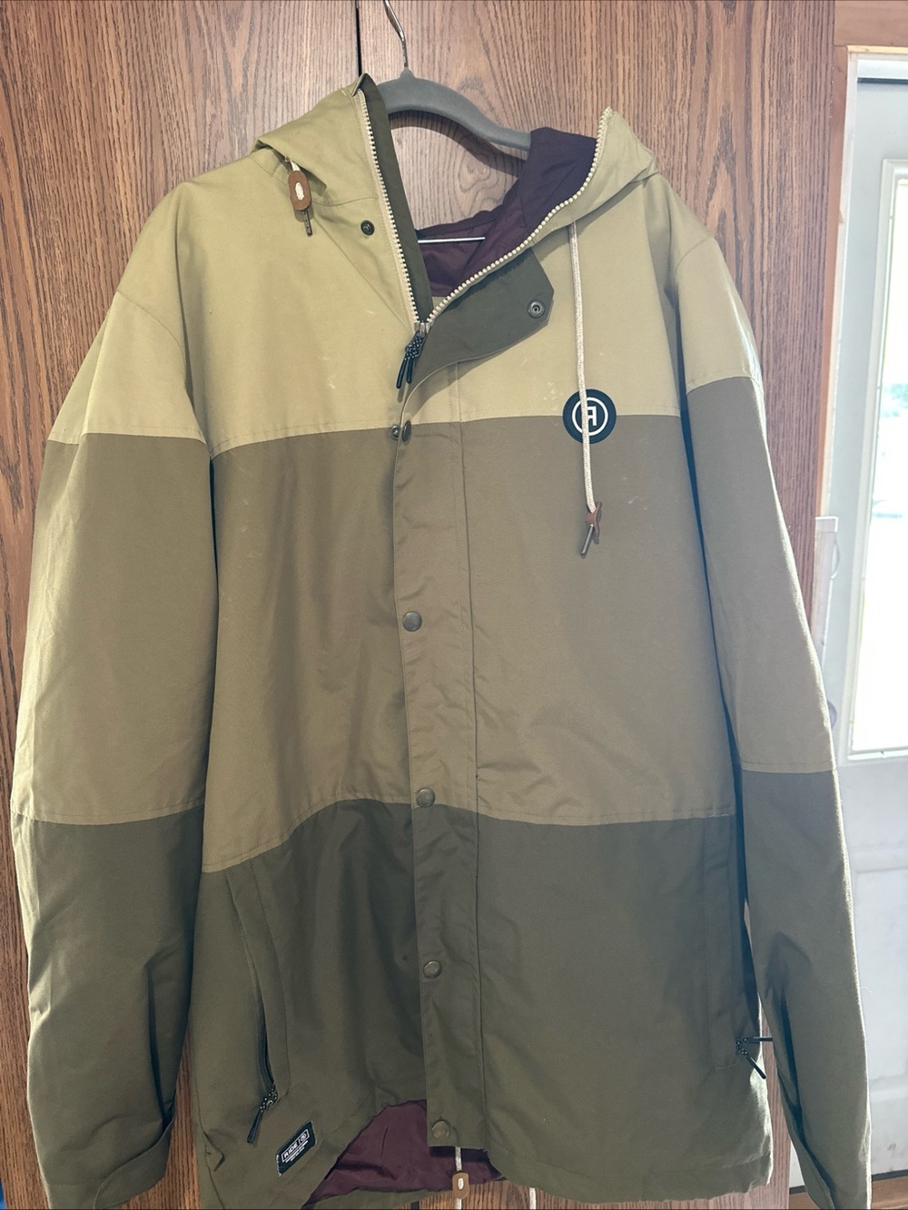 Men's Hooded Colorblock Olive Jacket Ride size L
